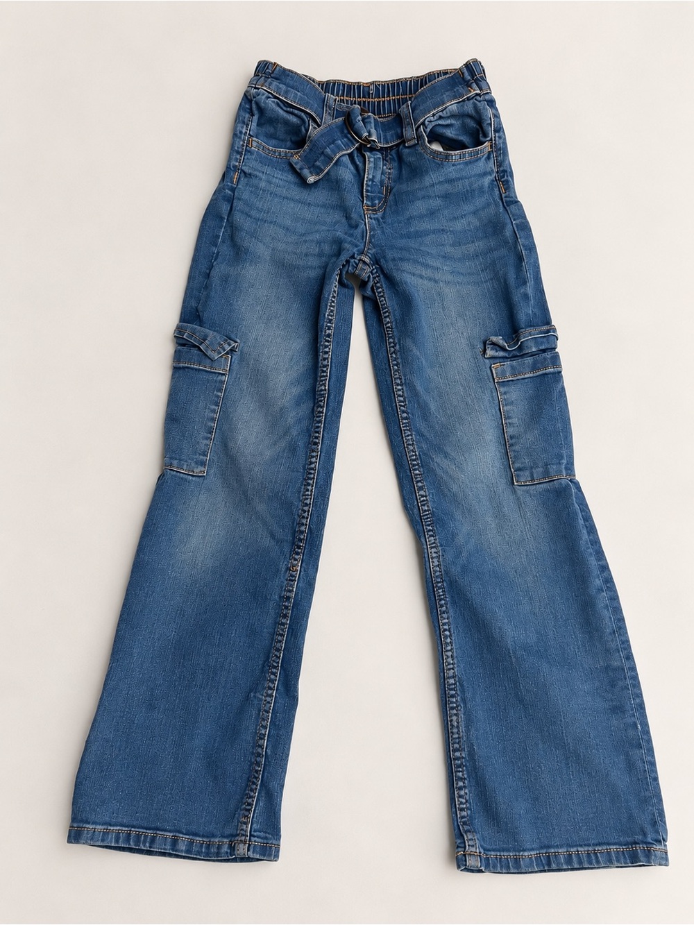 Justice Girls Blue Cargo Wide-Leg Jeans